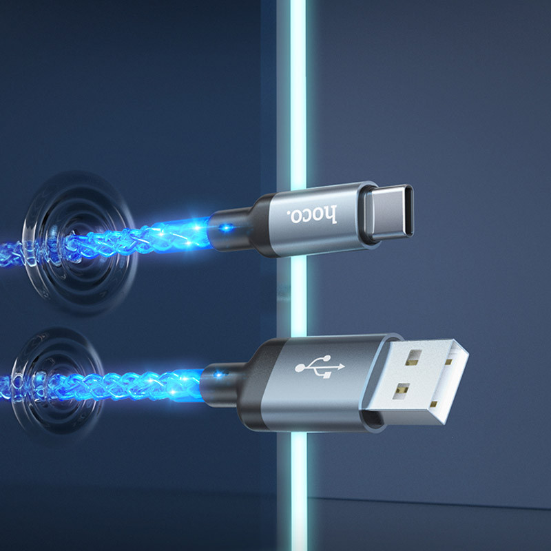 Дата кабель Hoco U112 Shine USB to Type-C 3A (1m) Gray - Зображення 7