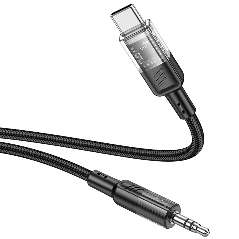 Аудіо кабель Aux Hoco UPA27 Spirit transparent (Type-C to AUX 3.5mm) (1.2m) Black - Зображення 2