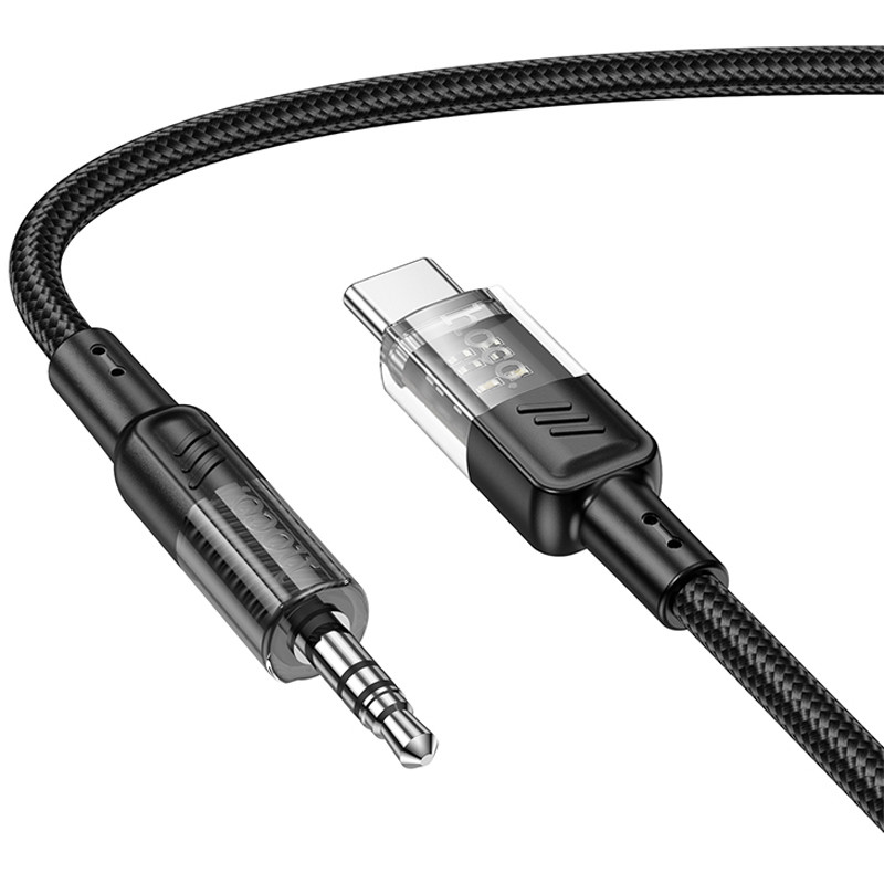 Аудіо кабель Aux Hoco UPA27 Spirit transparent (Type-C to AUX 3.5mm) (1.2m) Black - Зображення 3