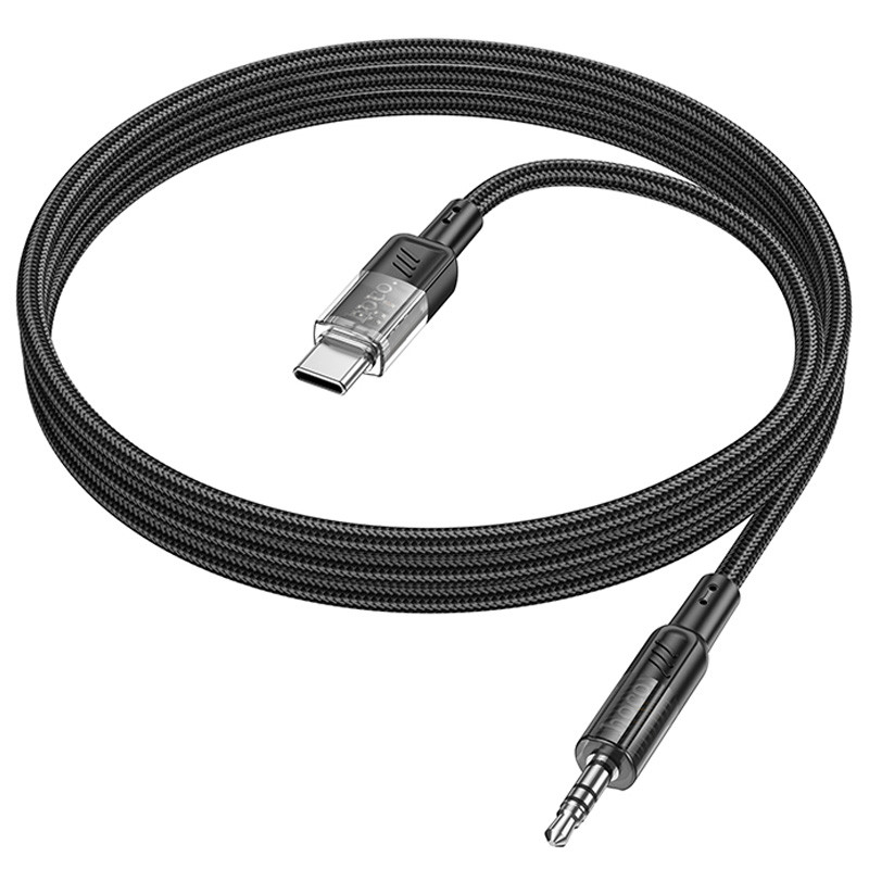 Аудіо кабель Aux Hoco UPA27 Spirit transparent (Type-C to AUX 3.5mm) (1.2m) Black - Зображення 4