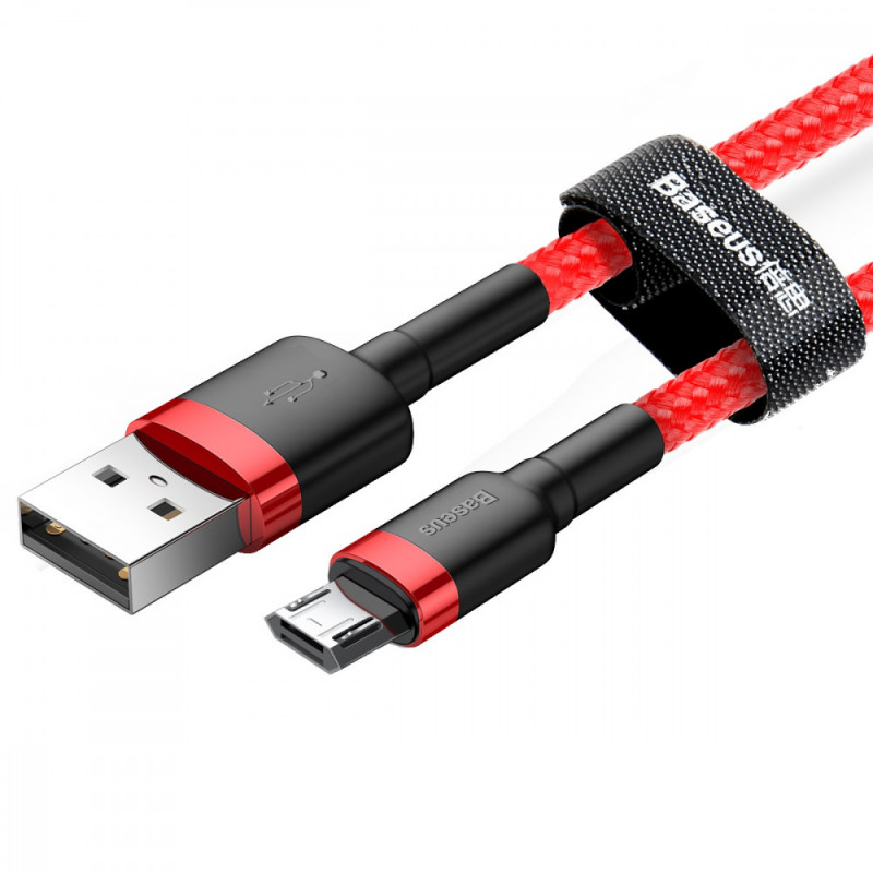 Дата кабель Baseus Cafule USB to MicroUSB Cable 2.4A (1m) (CAMKLF-B) Червоний - Зображення 3