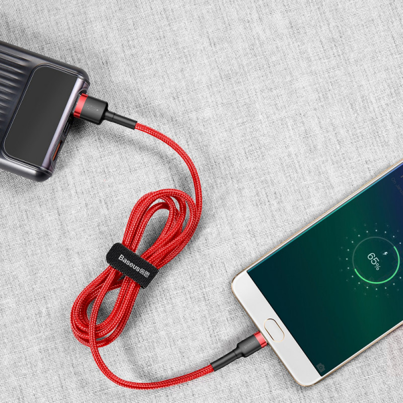 Дата кабель Baseus Cafule USB to MicroUSB Cable 2.4A (1m) (CAMKLF-B) Червоний - Зображення 4