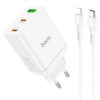 МЗП Hoco N33 Start PD35W+QC3.0 (1USB-A/2C) + кабель Type-C to Lightning White