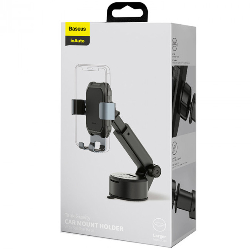 Автотримач Baseus Tank gravity car mount with suction base (SUYL-TK) Tarnish Black - Зображення 3