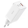 МЗП Baseus GaN5 Pro PD65W+QC3.0 (1USB-A/2C)  + кабель Type-C to Type-C (CCGP12020) White