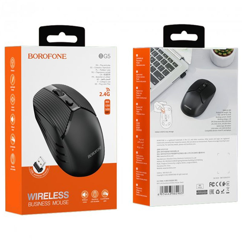 Миша бездротова Borofone BG5 Business 2.4G Чорний - Зображення 3