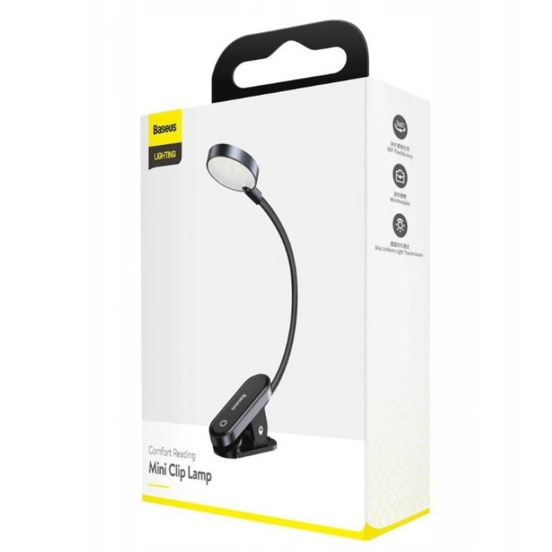 Лампа Baseus Comfort Reading Mini Clip Lamp (DGRAD-0) Dark Gray - Зображення 6