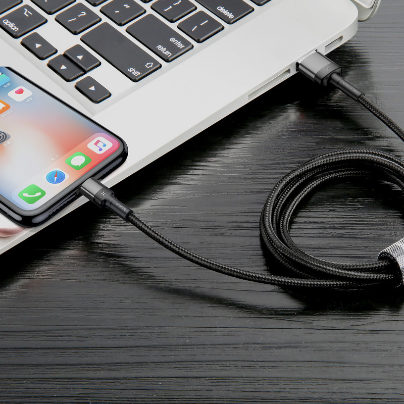 Дата кабель Baseus Cafule USB to Lightning Special Edition 2.4A (1m) (CALKLF-G) Сірий - Зображення 4