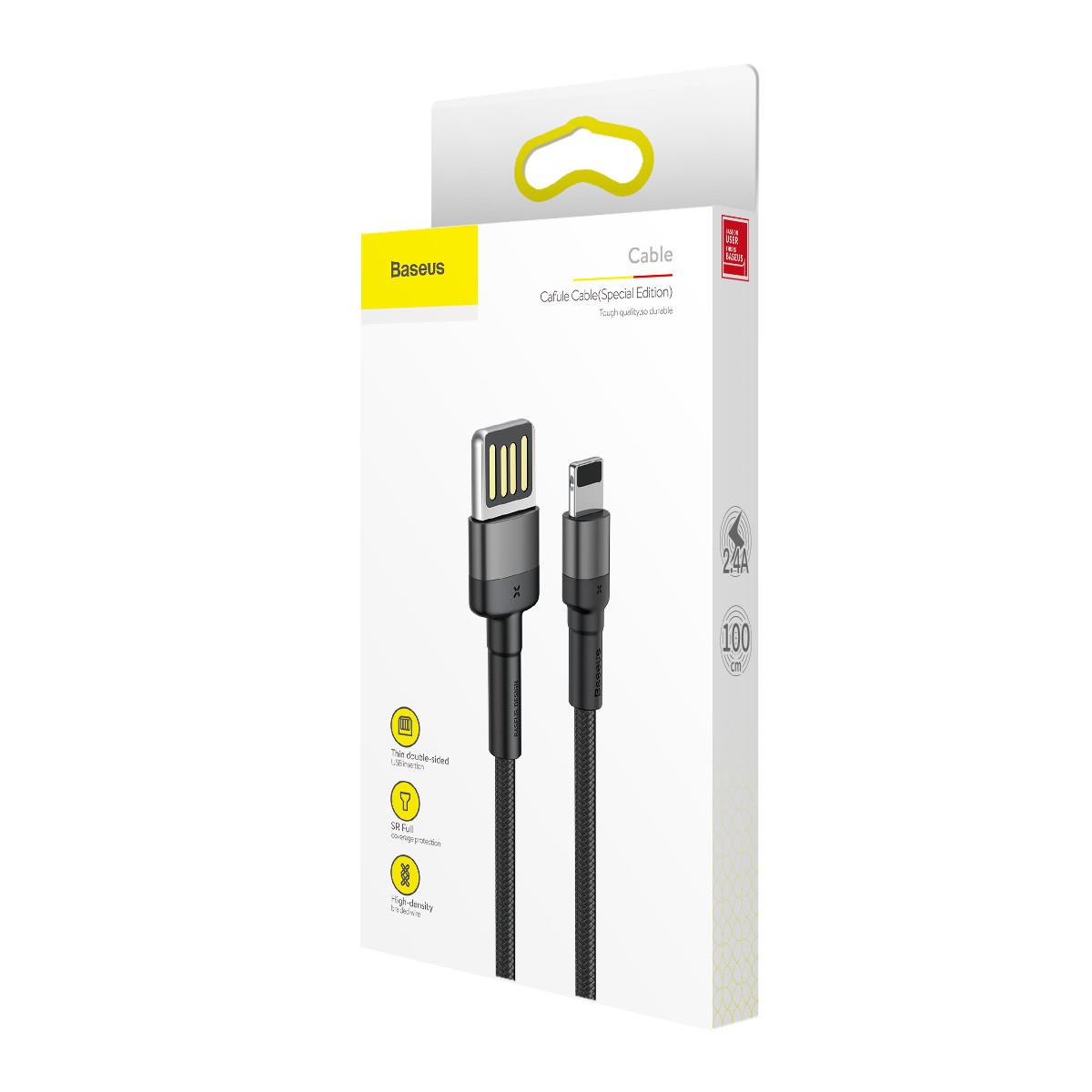 Дата кабель Baseus Cafule USB to Lightning Special Edition 2.4A (1m) (CALKLF-G) Сірий - Зображення 5