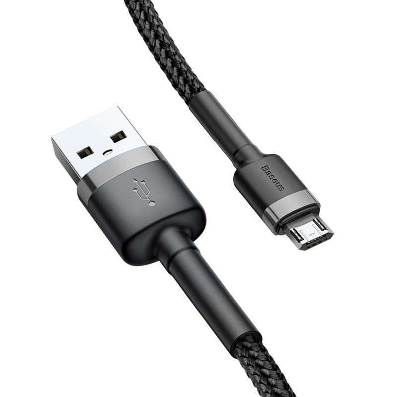Дата кабель Baseus Cafule USB to MicroUSB Cable 2.4A (1m) (CAMKLF-B) Сірий / Чорний - Зображення 2