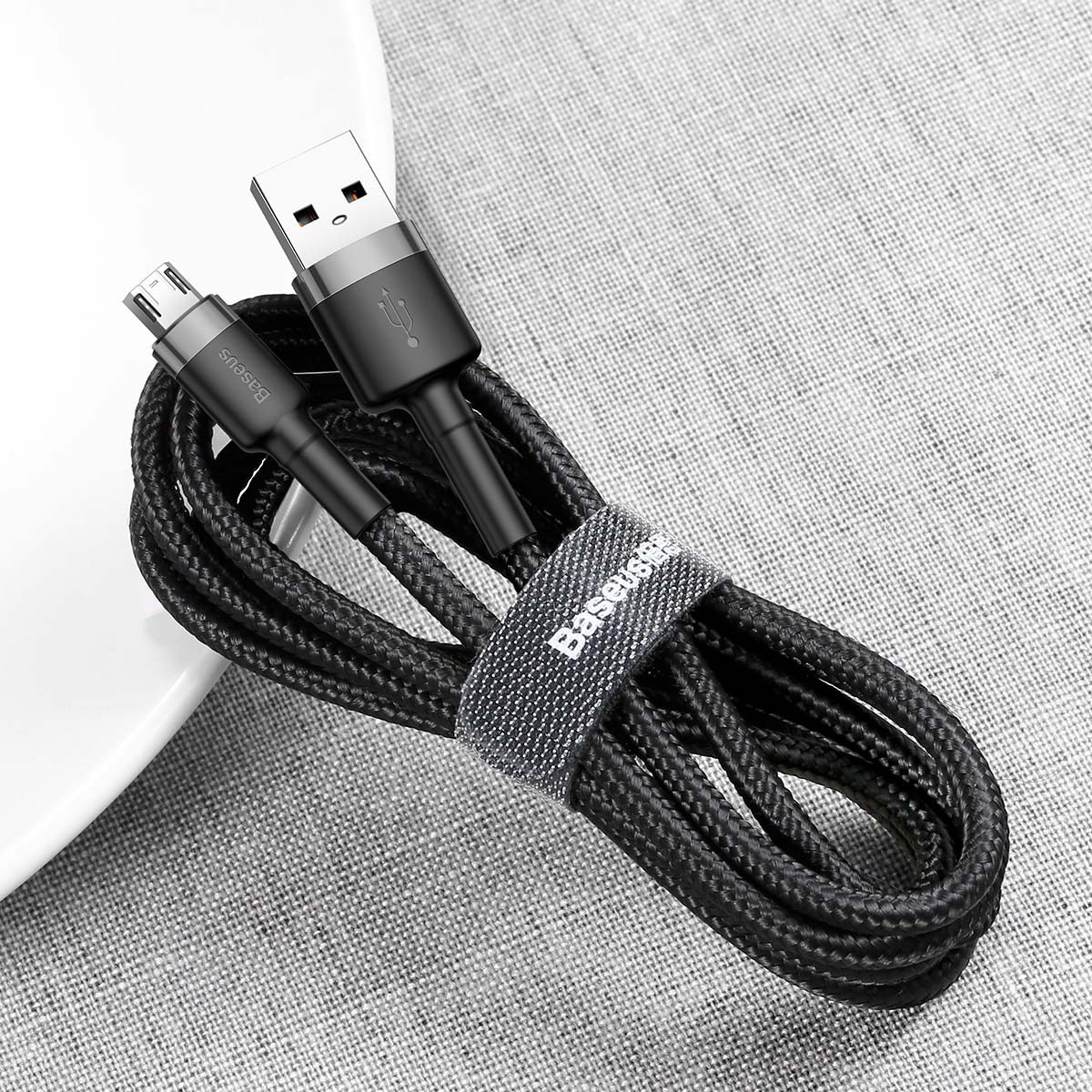 Дата кабель Baseus Cafule USB to MicroUSB Cable 2.4A (1m) (CAMKLF-B) Сірий / Чорний - Зображення 4