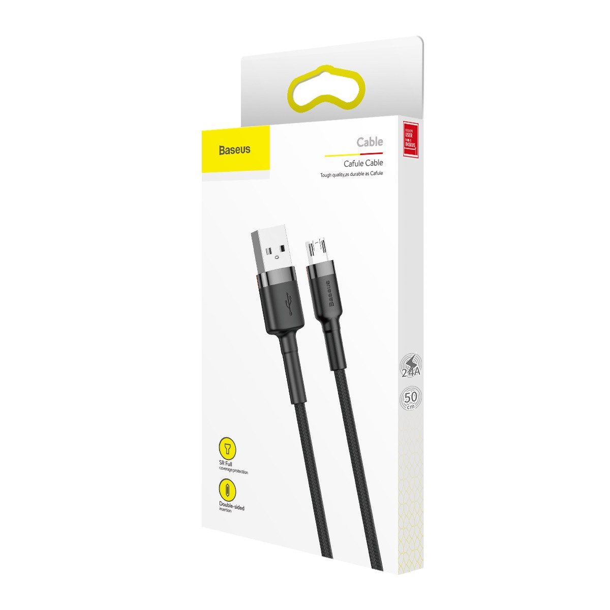 Дата кабель Baseus Cafule USB to MicroUSB Cable 2.4A (1m) (CAMKLF-B) Сірий / Чорний - Зображення 5