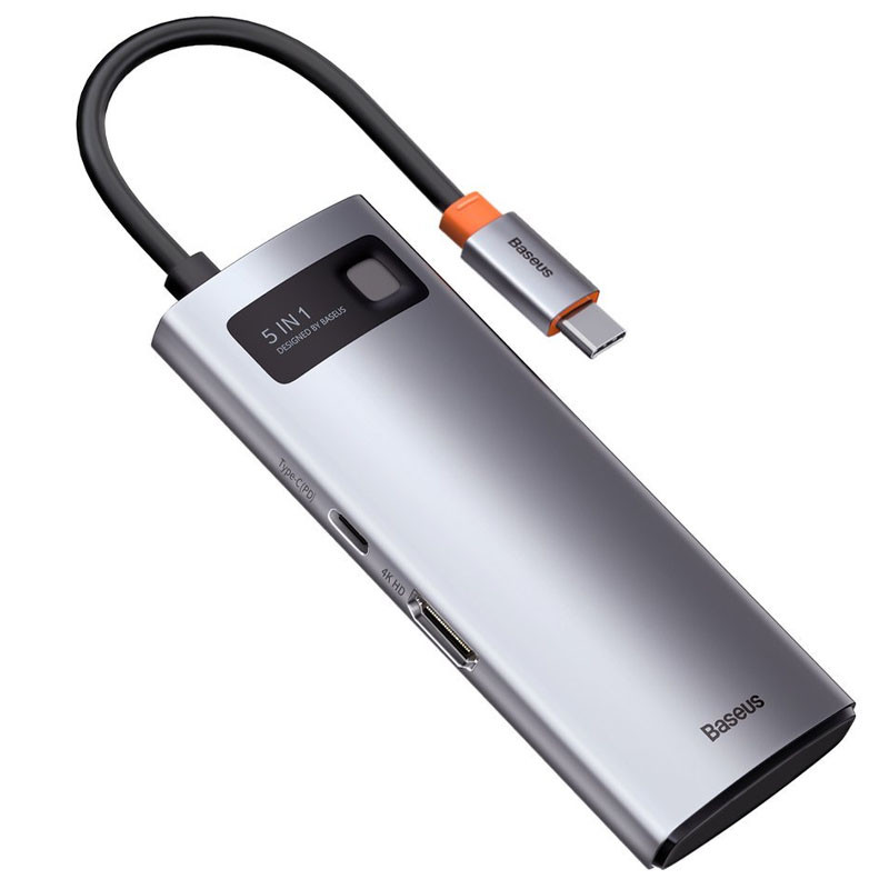 Перехідник HUB Baseus Metal Gleam Series 5-in-1 Type-C (CAHUB-CX) Gray - Зображення 2