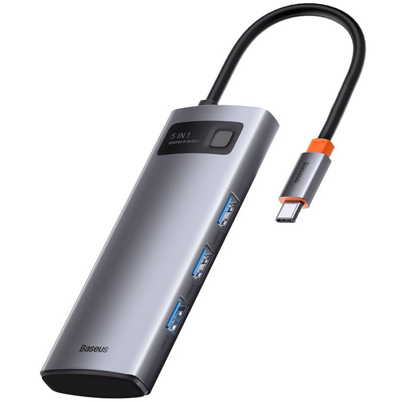 Перехідник HUB Baseus Metal Gleam Series 5-in-1 Type-C (CAHUB-CX) Gray - Зображення 3