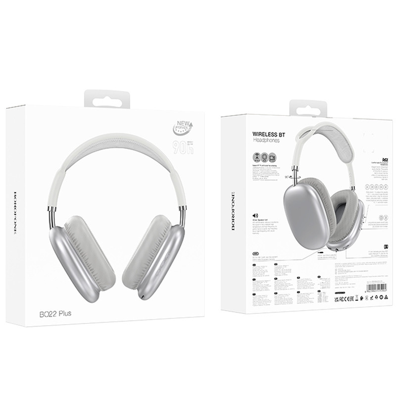 Накладні бездротові навушники Borofone BO22 Plus Elegant Silver - Зображення 3
