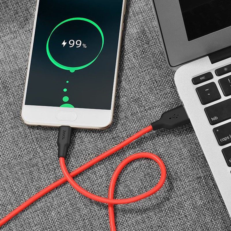 Дата кабель Hoco X21 Silicone Type-C Cable (1m) Чорний / Червоний - Зображення 5