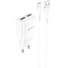 МЗП Hoco C88A Star round 2.4A (2USB-A) + кабель USB to Type-C Білий