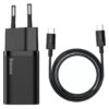 МЗП Baseus Super Si Quick Charger PD25W (1USB-C) + кабель Type-C to Type-C (TZCCSUP-L) Чорний