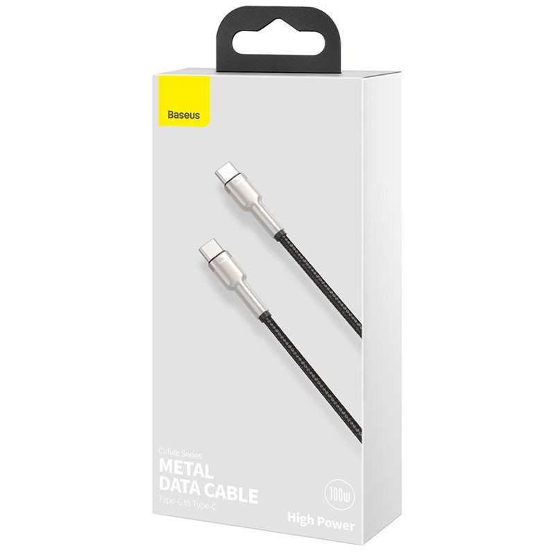 Дата кабель Baseus Cafule Metal Type-C to Type-C 100W (1m) (CATJK-C) Чорний - Зображення 6