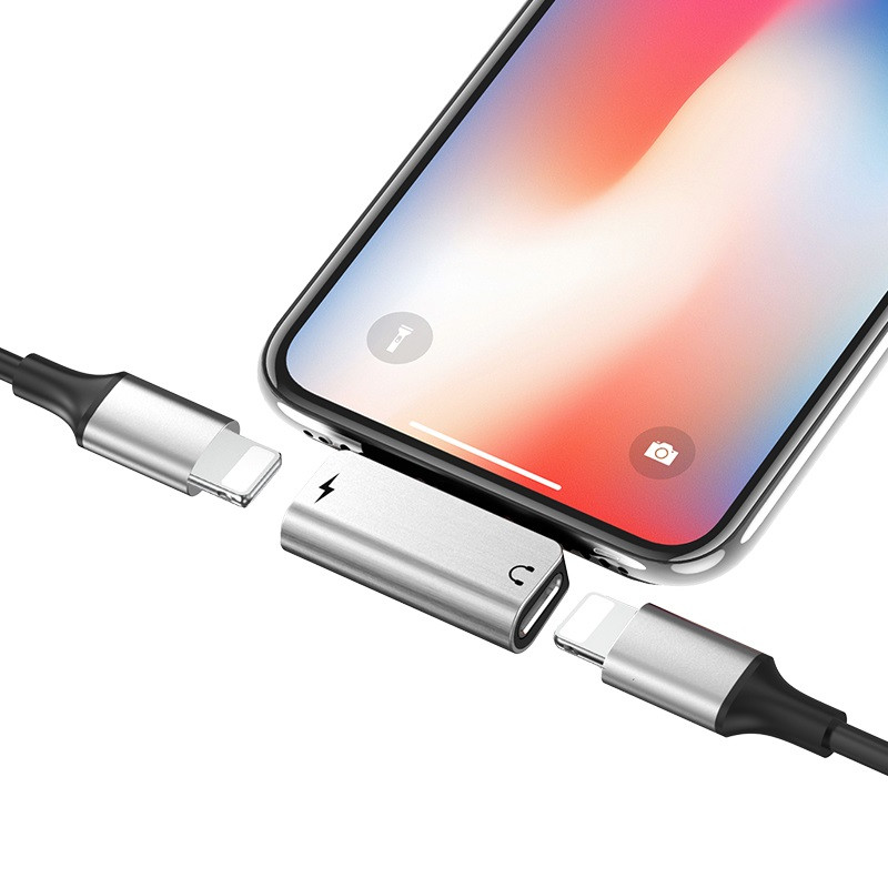 Перехідник Hoco LS24 Lightning to lightning audio/lightning Сталевий - Зображення 4