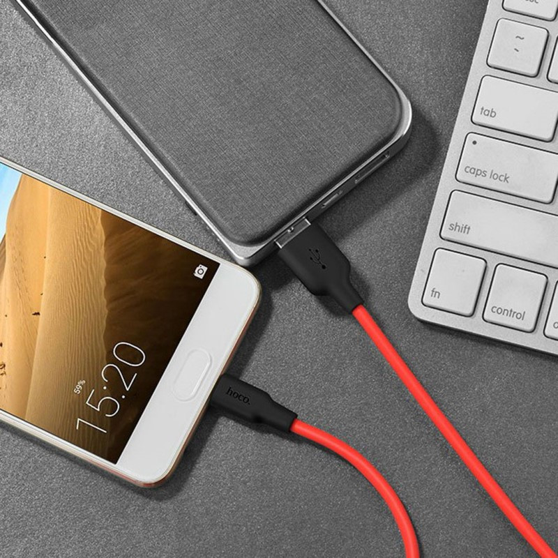 Дата кабель Hoco X21 Silicone Type-C Cable (1m) Чорний / Червоний - Зображення 4