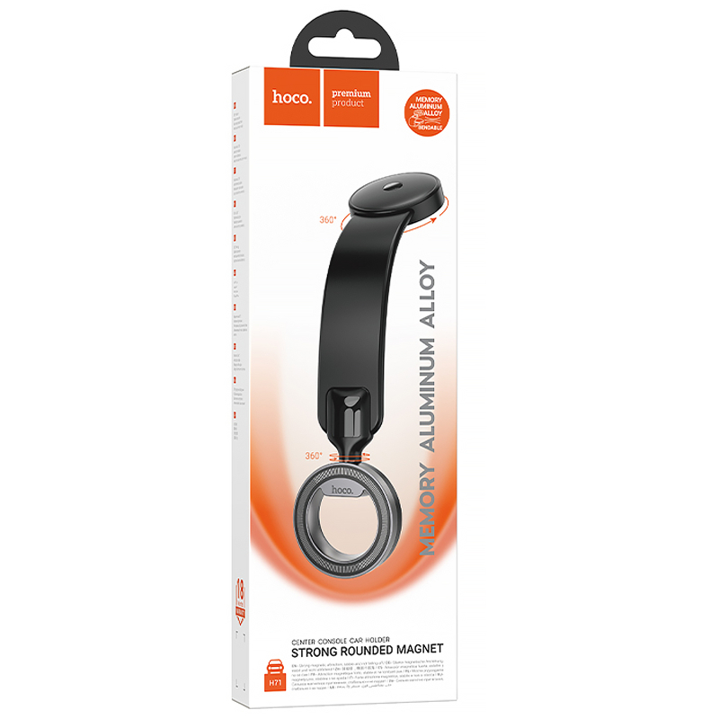 Автотримач Hoco H71 Totem Ring magnetic (center console) Black metal gray - Зображення 2
