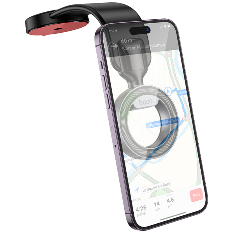 Автотримач Hoco H71 Totem Ring magnetic (center console) Black metal gray - Зображення 3