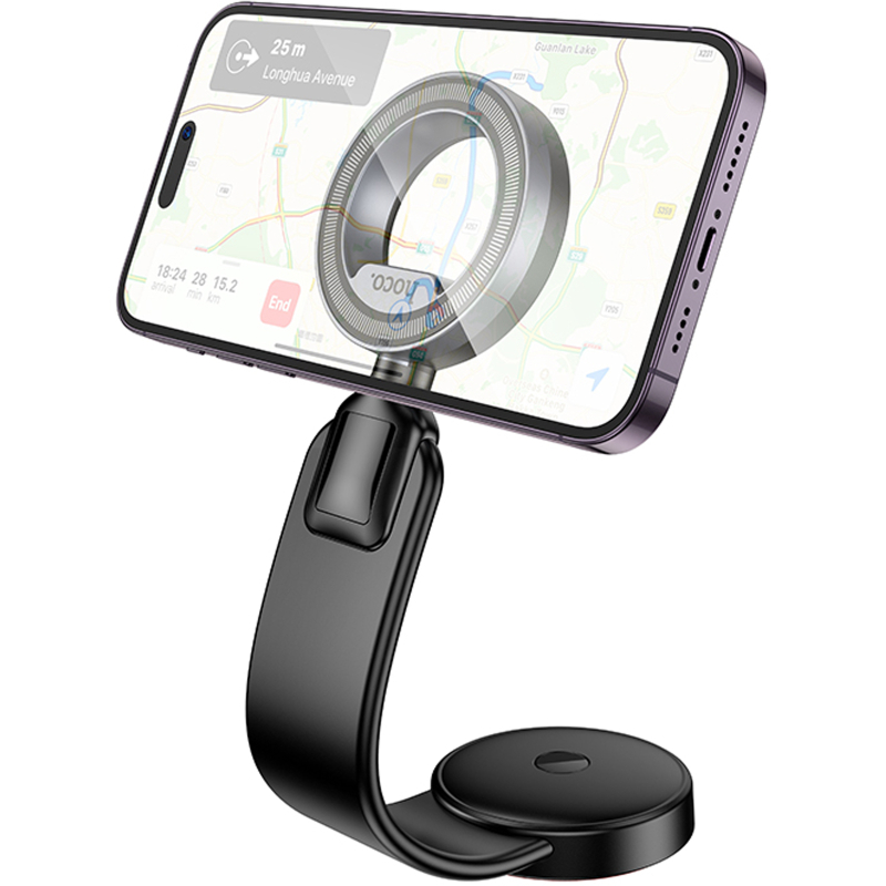 Автотримач Hoco H71 Totem Ring magnetic (center console) Black metal gray - Зображення 4