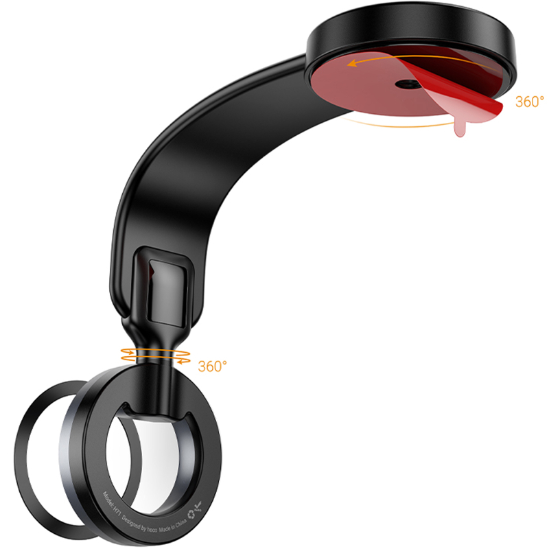 Автотримач Hoco H71 Totem Ring magnetic (center console) Black metal gray - Зображення 6