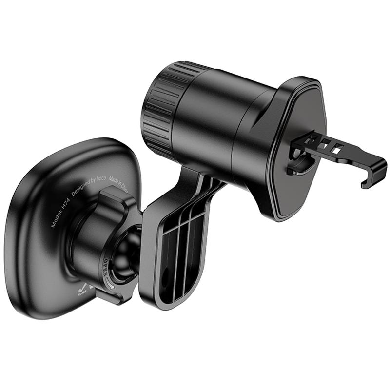 Автотримач Hoco H74 Crown ring magnetic (air outlet) Black / Metal gray - Зображення 7
