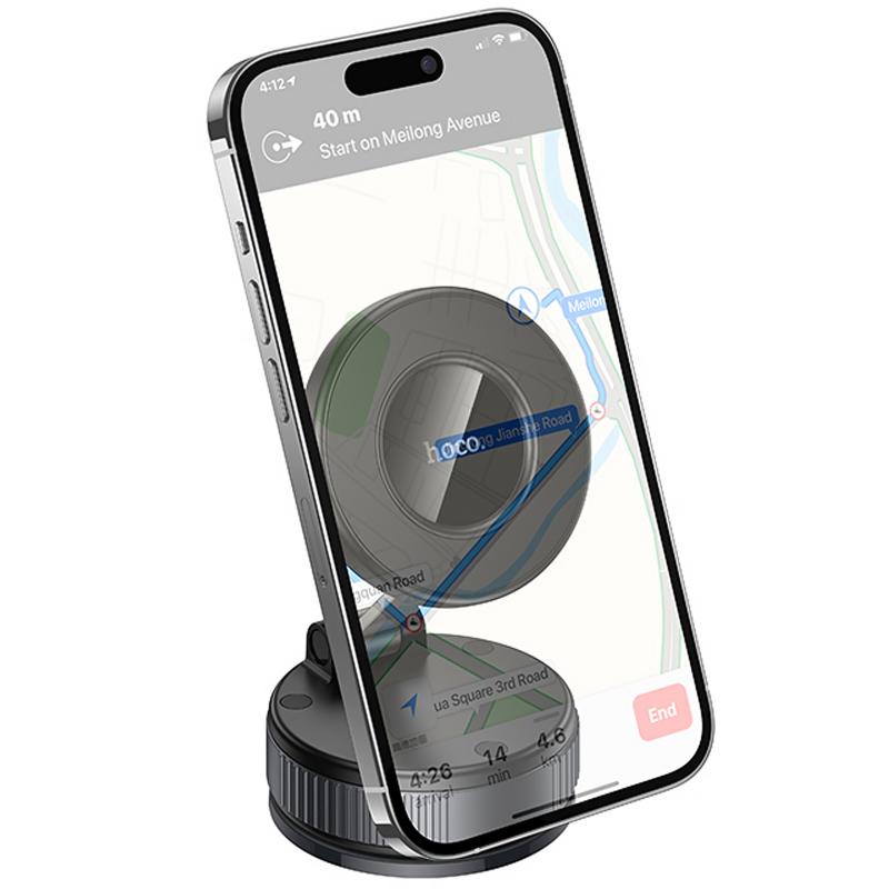 Автотримач Hoco H86 Dragon manual suction cup magnetic (universal) Black / Metal gray - Зображення 2