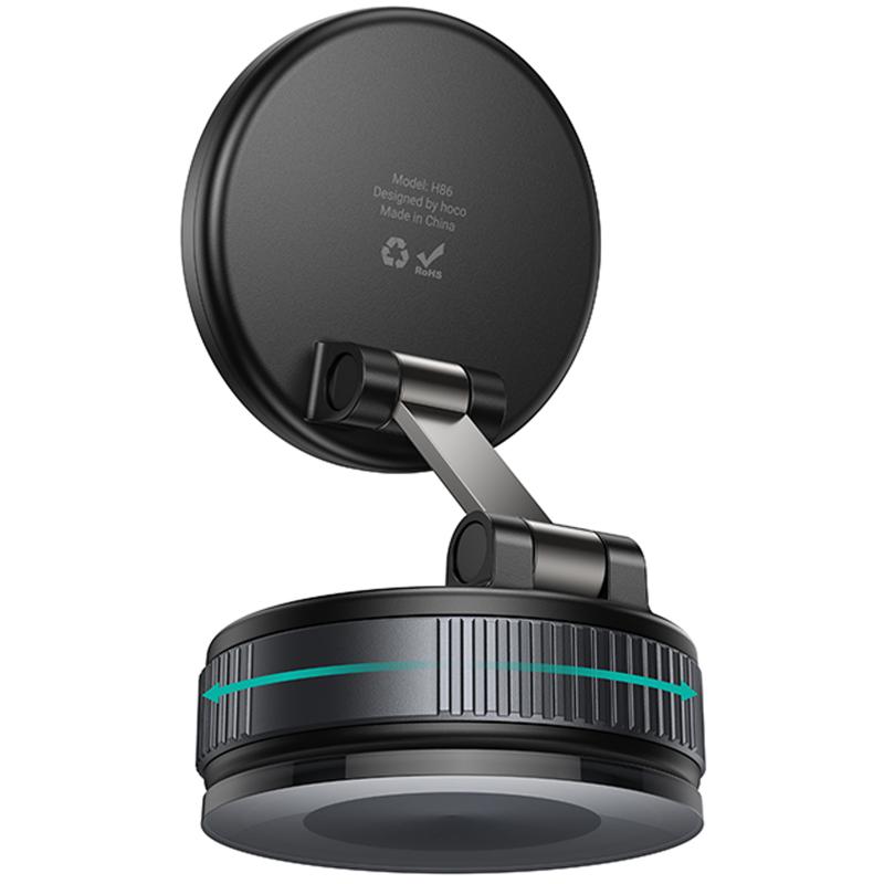 Автотримач Hoco H86 Dragon manual suction cup magnetic (universal) Black / Metal gray - Зображення 4
