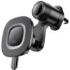 Автотримач з БЗП Hoco HW30 Crown magnetic 15W (air outlet) Black / Metal gray