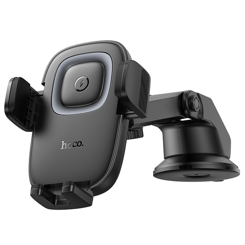 Автотримач з БЗП Hoco HW32 Crown push-type 15W (center console) Black / Metal gray - Зображення 4