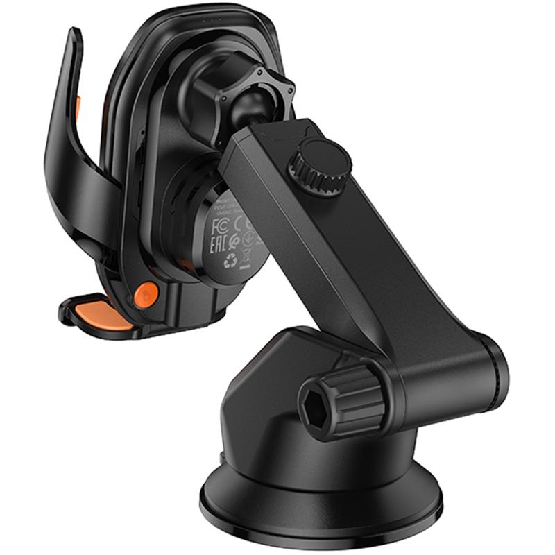 Автотримач з БЗП Hoco HW34 Blue whale 3-axis linkage wireless 15W (center console) Black - Зображення 7