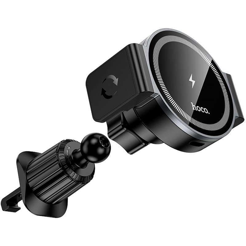Автотримач з БЗП Hoco HW35 Power 15W (air outlet) Black - Зображення 4