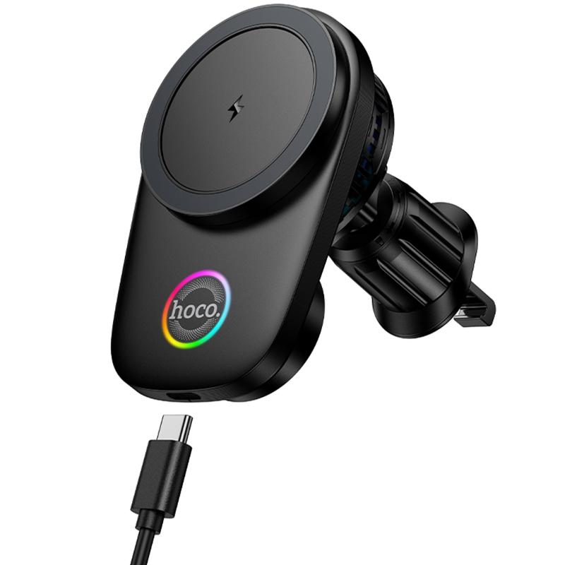 Автотримач з БЗП Hoco HW36 Electric 15W with cooler (air outlet) Black