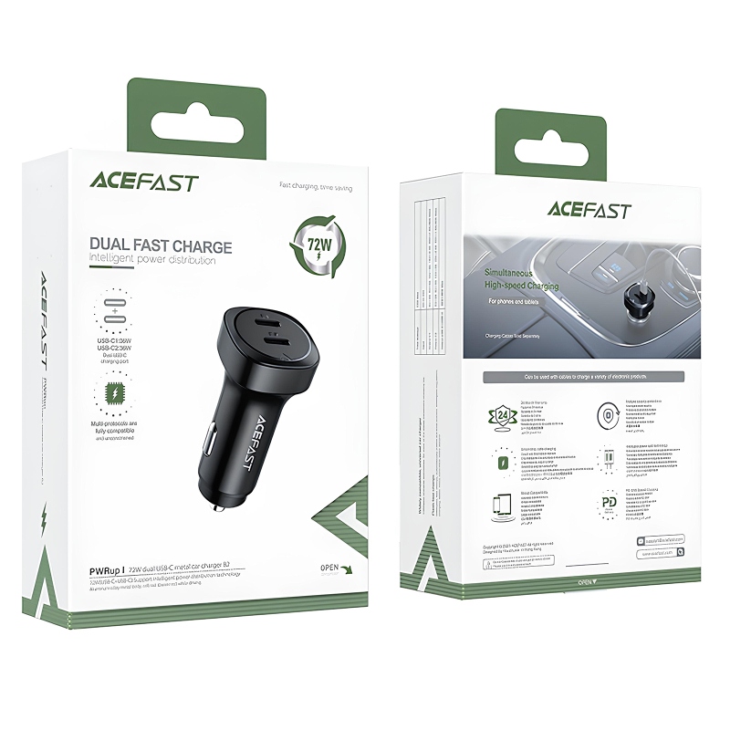 АЗП Acefast B2 PD36W+PD36W total 72W (2USB-C) Black - Зображення 4