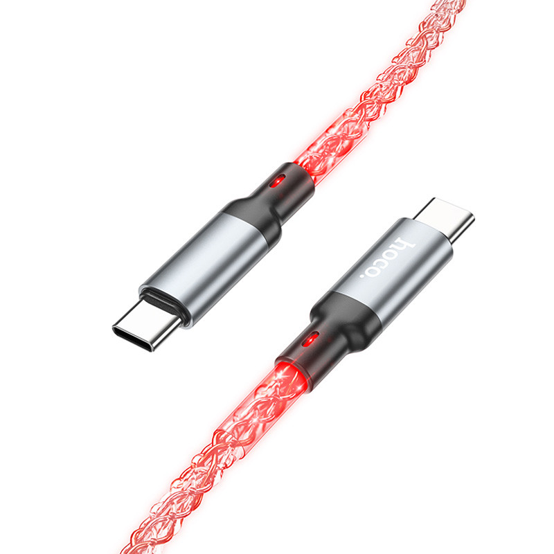 Дата кабель Hoco U112 Shine Type-C to Type-C 60W (1m) Gray - Зображення 2