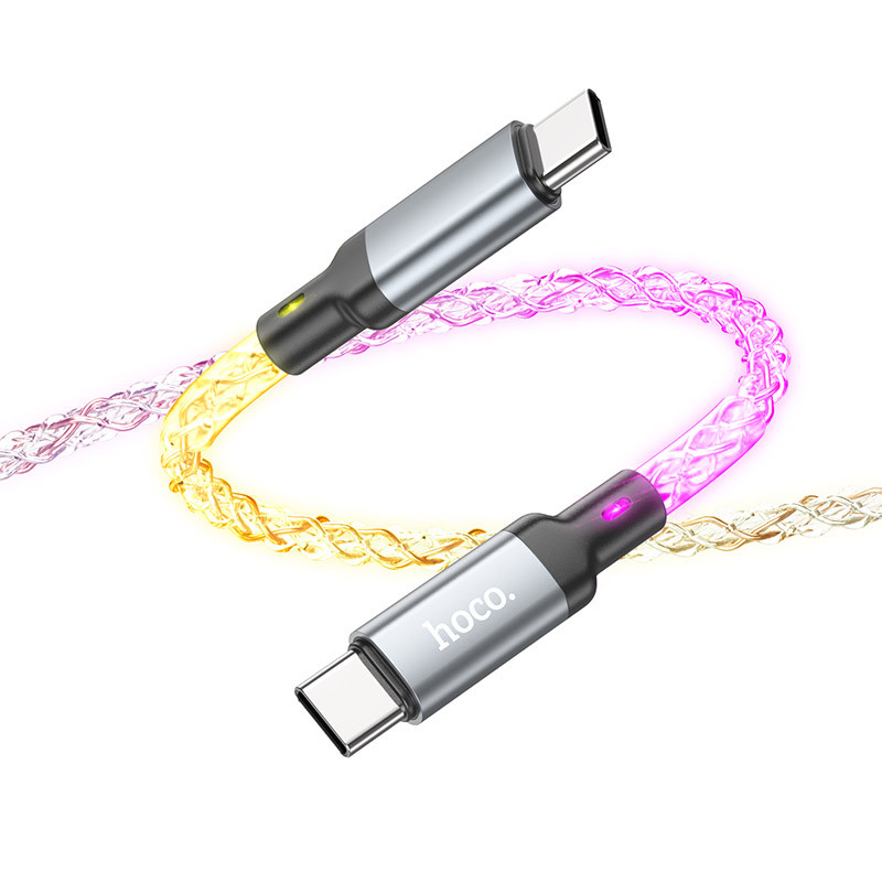 Дата кабель Hoco U112 Shine Type-C to Type-C 60W (1m) Gray - Зображення 3