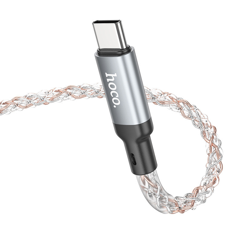 Дата кабель Hoco U112 Shine Type-C to Type-C 60W (1m) Gray - Зображення 5