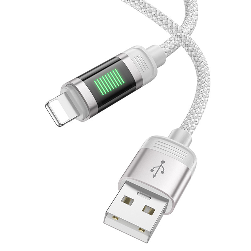 Дата кабель Hoco U126 Lantern 2.4A USB to Lightning (1.2m) Gray - Зображення 3