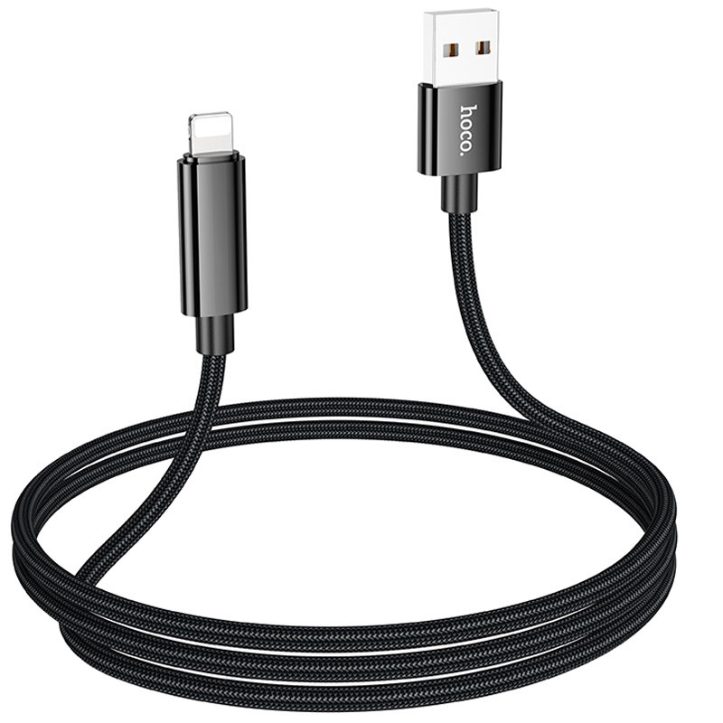 Дата кабель Hoco U125 Benefit 2.4A USB to Lightning with display (1.2m) Black - Зображення 4