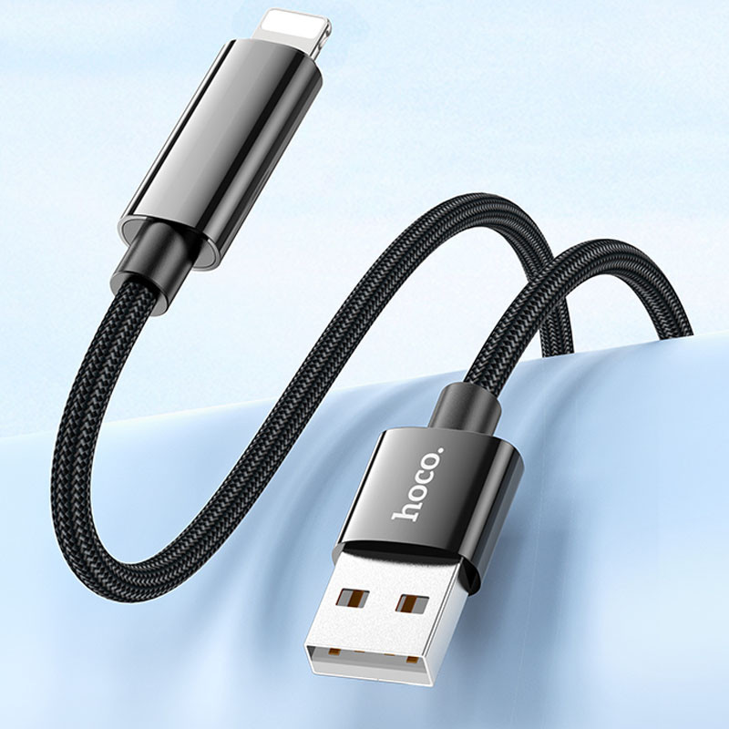 Дата кабель Hoco U125 Benefit 2.4A USB to Lightning with display (1.2m) Black - Зображення 5