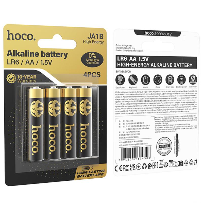 Батарейки Hoco JA1B AA (LR6) Alkaline 4 pcs Black - Зображення 2