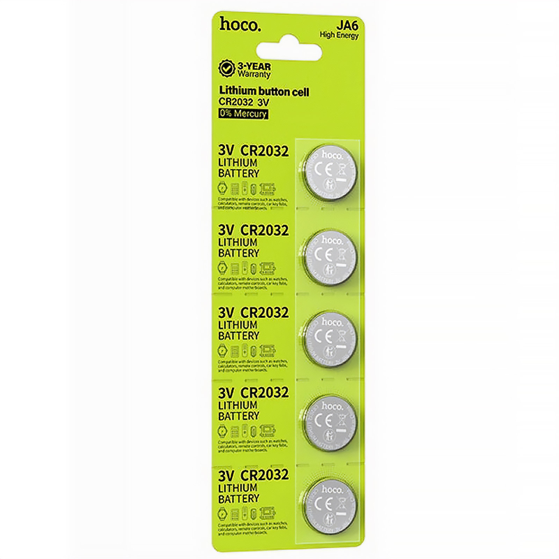 Батарейки Hoco JA6 (CR2032) Button 5 pcs Silver - Зображення 3
