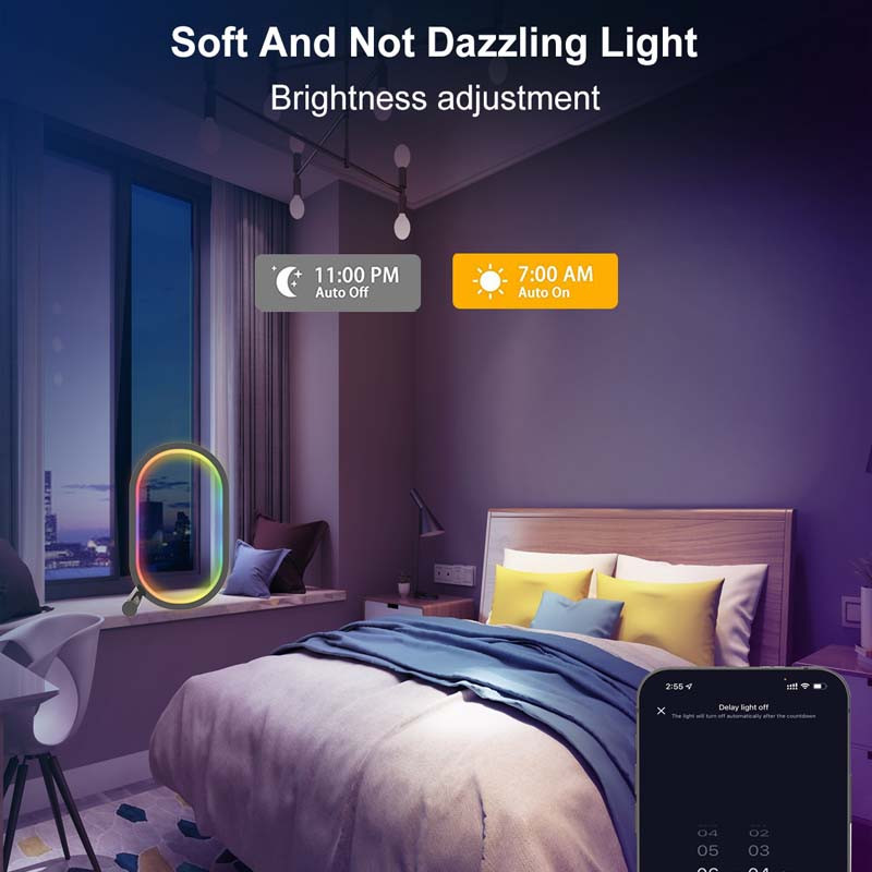 Настільна LED лампа RGB Smart desk oval lamp Bluetooth USB with app Black - Зображення 3