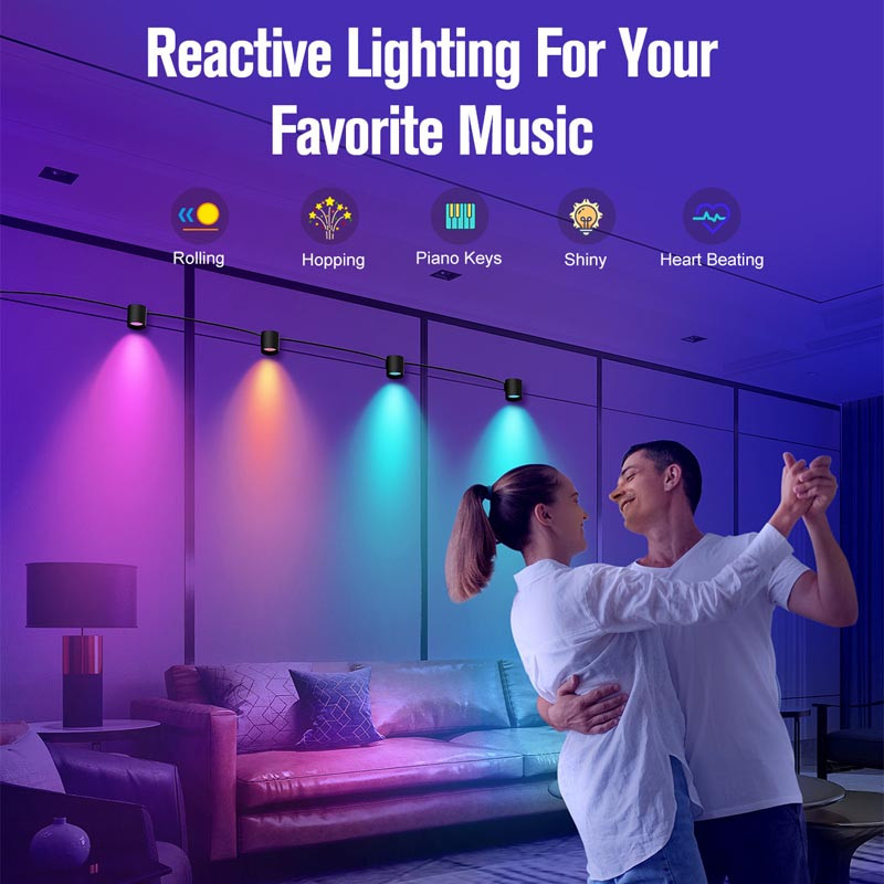 Настінна LED лампа RGB Intelligent wall lamp 6 pcs with Bluetooth European plug with app Black - Зображення 2