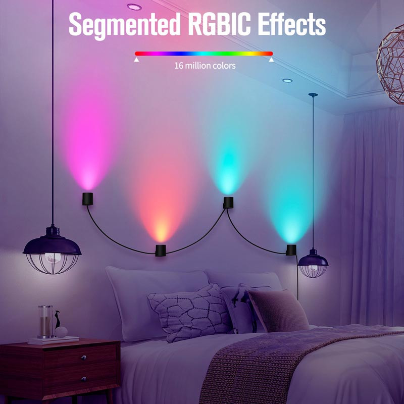 Настінна LED лампа RGB Intelligent wall lamp 6 pcs with Bluetooth European plug with app Black - Зображення 5