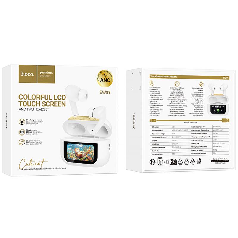Бездротові TWS навушники Hoco EW88 Rampino with Touch Screen ANC White - Зображення 2